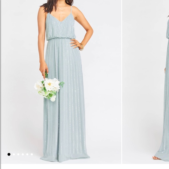 Medium sage green showmeyourmumu dress. Unaltered. Beading intact. - Picture 2 of 3